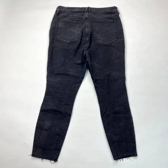 Good American Good Waist Crop Raw Edge Jeans Women 18 Stretch Cotton‎ High Rise
